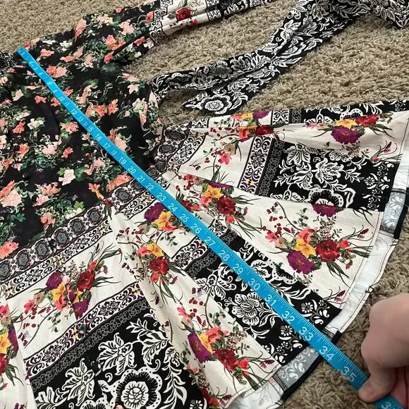 NEW Alice + Olivia Janis Mock Neck Dress Womens 4 Black Floral Mini Dream Castle - Picture 8 of 8